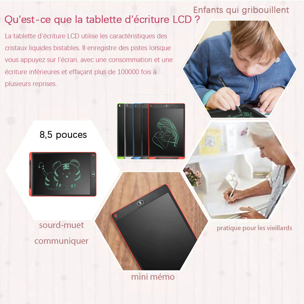 KidsPad™ | Tablette de dessin et d'écriture multicolore LCD Youpy Kids