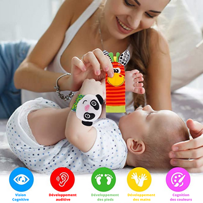 BébéZen™ | Lot de hochets pour poignet et pied - Animaux mignons pour bébés curieux Youpy Kids